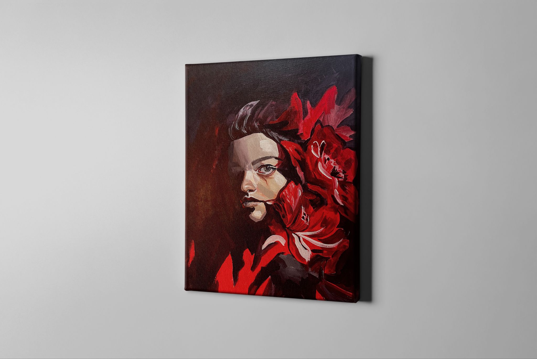 Retrato floral rojo de Jahzart